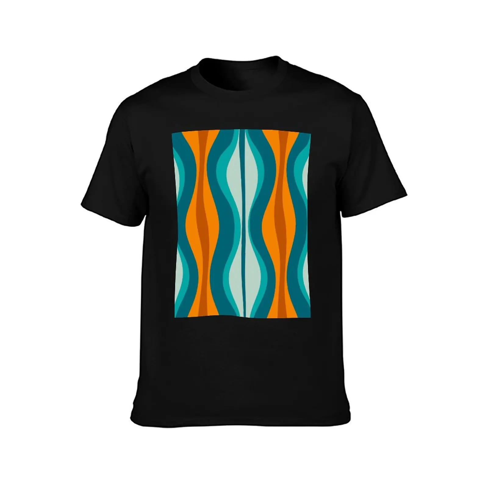 Hourglass Abstract Midcentury Modern Pattern in Orange, Rust, Aqua, Turquoise, and Teal T-Shirt Big and Tall Gym T-Shirt