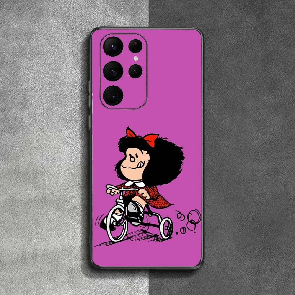 M-Mafalda Cute Phone Case For Samsung Galaxy A52 A12 A51 S21 Edge S22ULTRA S23 S20LITE Plus Ultra Black Cover