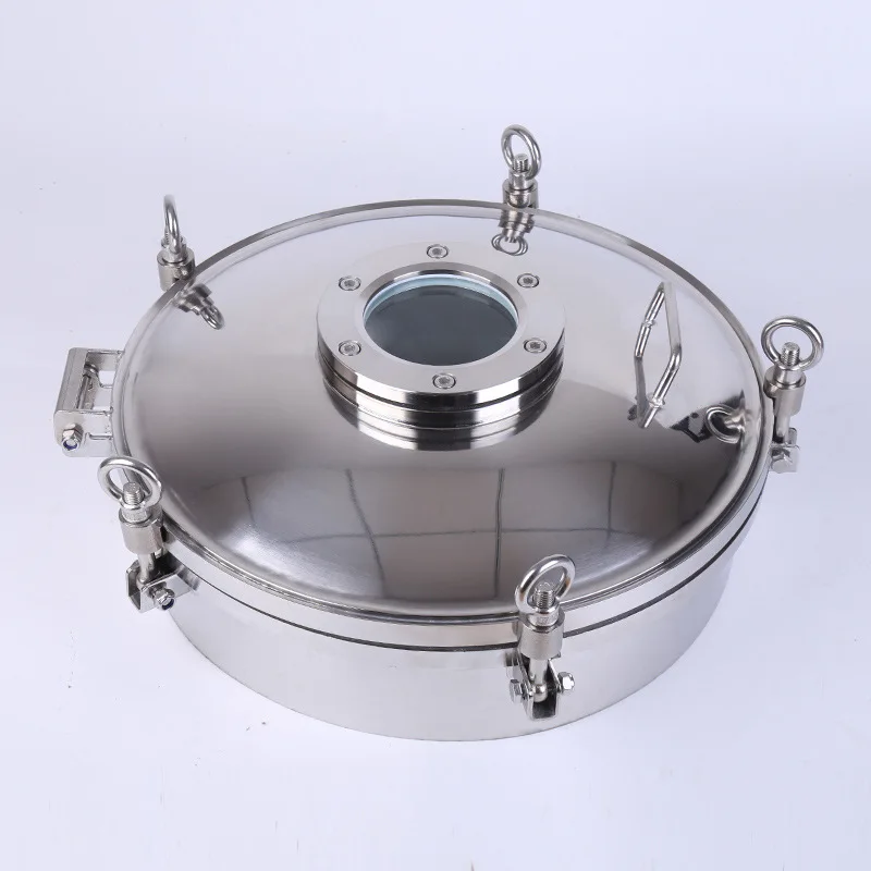 

Stainless steel sanitary grade pressure manhole with sight glass flange cover round quick opening