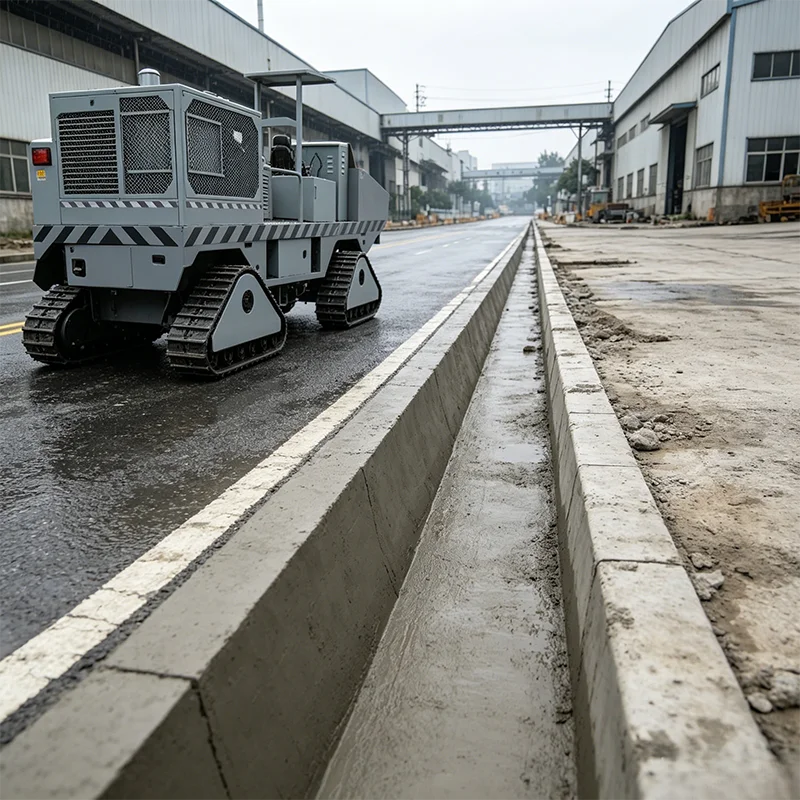 Self Leveling Small Curb Paver Machine with Laser Guidance ±2mm for Urban Road Median and Bicycle Lane