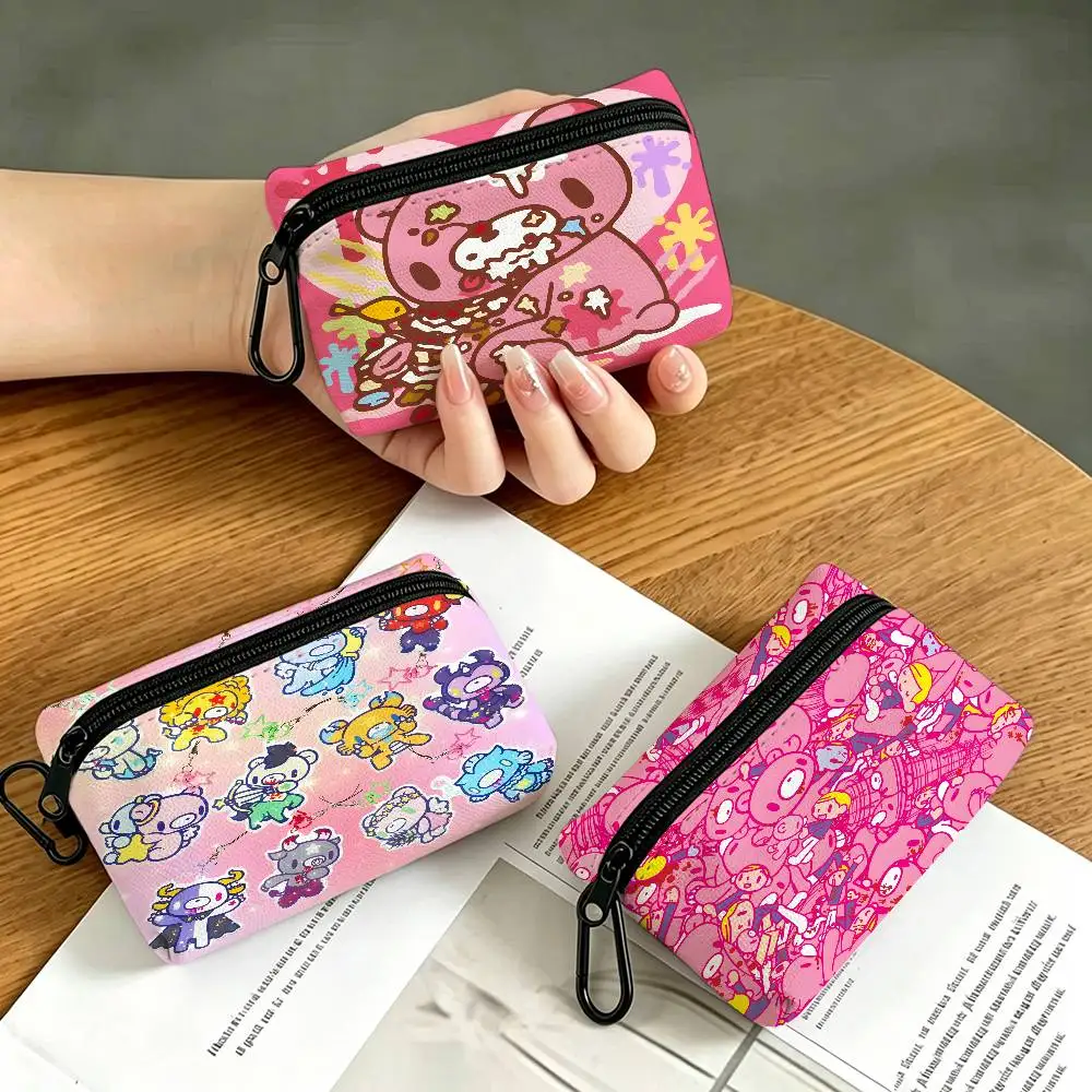 Cartoon G-Gloomy Bear Waterproof Oxford Cloth Zipper Wallet Portable Hanging Small Coin Purse For Travel