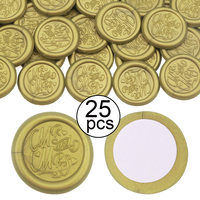 25pcs Mr. and Mrs.Wax Seal Stamp Stickers, Green Self- Adhesive Wax Stickers for Wedding Valentine's Day Party Invitation