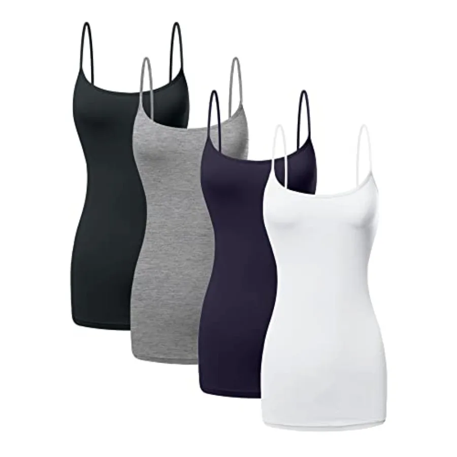 

Long Cotton Camisole Spaghetti Strap Tank Top for Women Basic Cami Tops Womens Undershirts 1