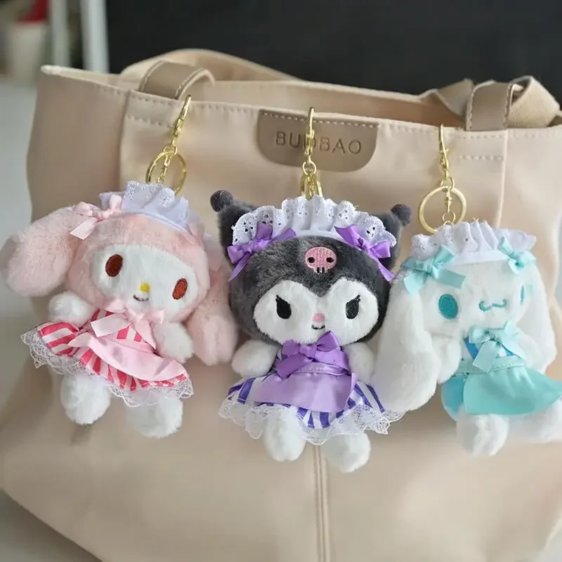 New Sanrio Plush Keychain Kawaii Kuromi My Melody Doll Keyring Cute Cinnamoroll Plushie Keychains Children Toys Christmas Gifts