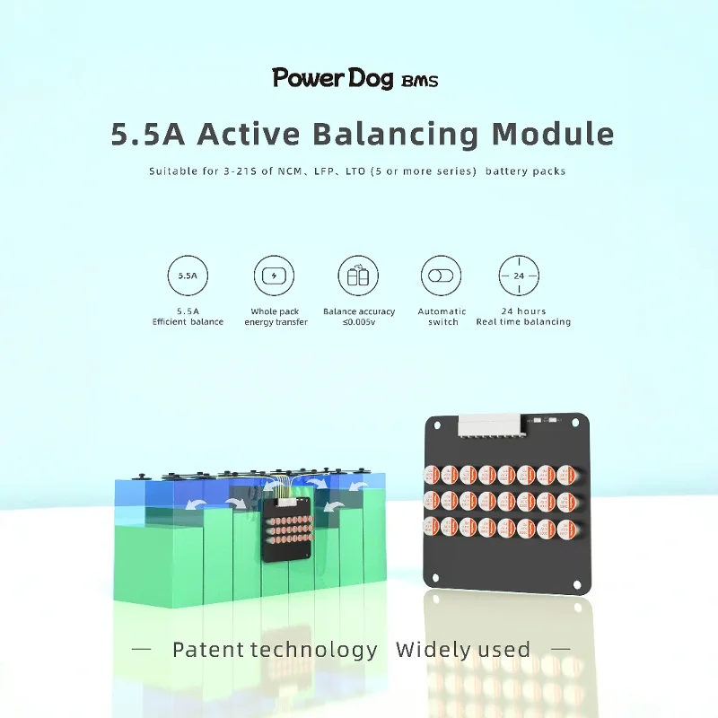 PowerDog Active Balance 5A With Acrylic Plate 3S 4S 5S 6S 7S 8S 10S 12S 14S 16S 17S 21S Li-ion/Lifepo4/LTO Battery Balance