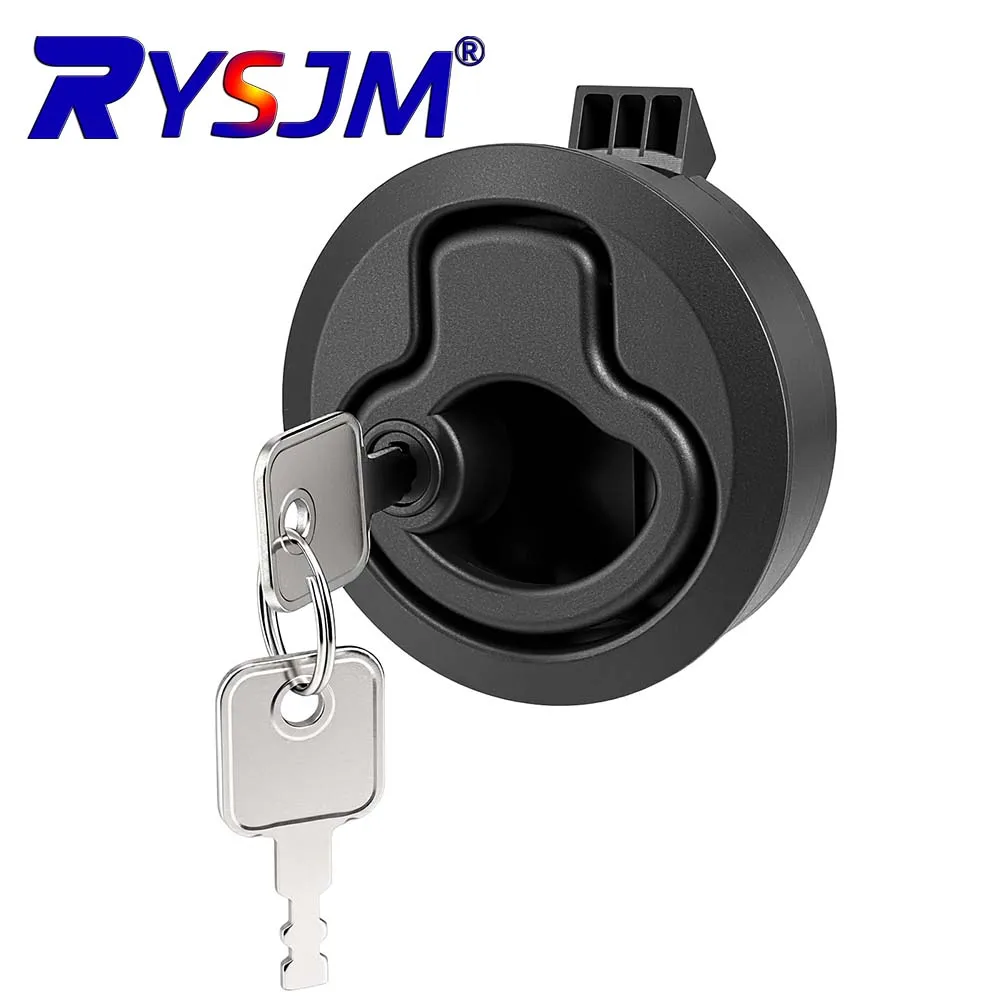 1PCS High Grade Flush Pull Slam Latch With Lock Door Boat Deck Hatch Latch with 2 Keys For RV Marine Boat Suitable