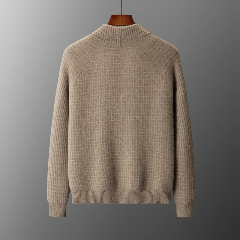 New Product Release: Men's Lapel Thickened Cardigan, Autumn Winter 100% Cashmere Knitted Sweater, Casual Business Men's Jacket