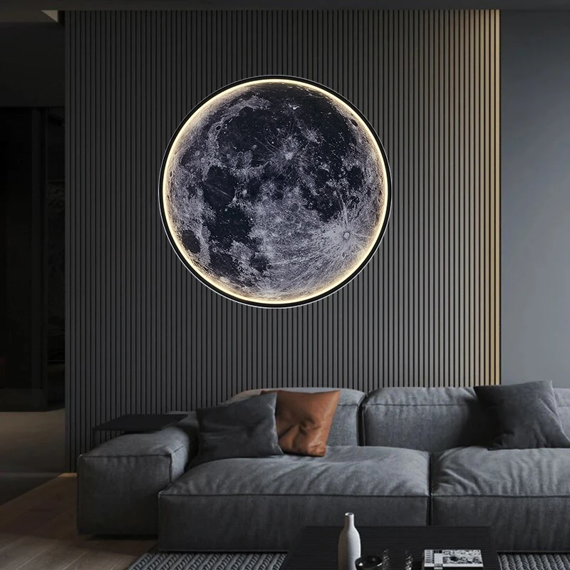 Moon wall lamp Nordic modern design art simple foyer gallery background bedroom bedside roof creative decoration hotel bar