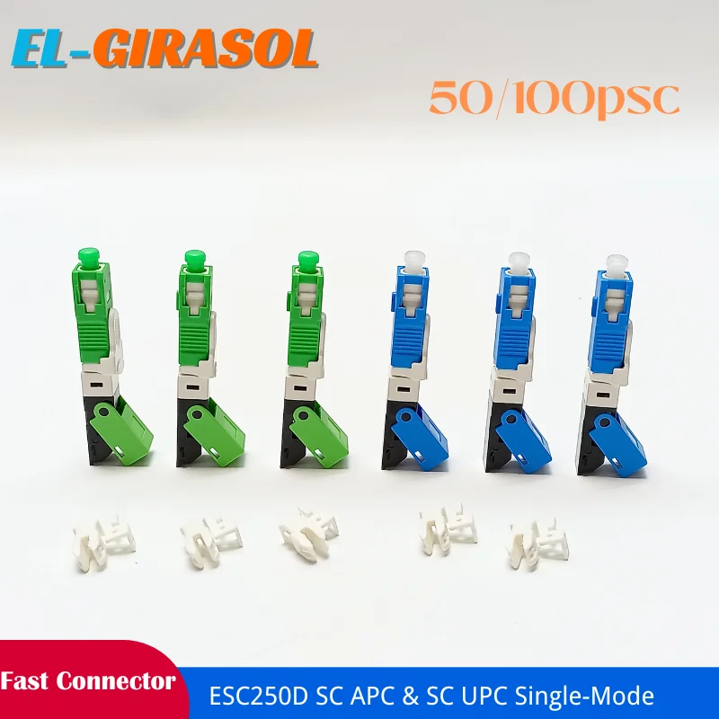 50/100PCS ESC250D SC APC & SC UPC Single-Mode Fiber Quick FTTH SM Optic Fast Connector  Quick Connector Embedded  Free Shipping