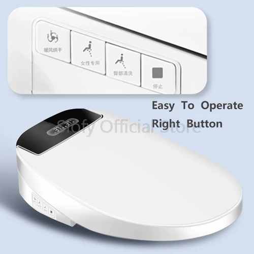 스마트 변기 커버 비데 변기 시트 리모컨, 블랙 LED 야간등, 긴 공기 건조기, 다중 스프레이 모드 깍지 