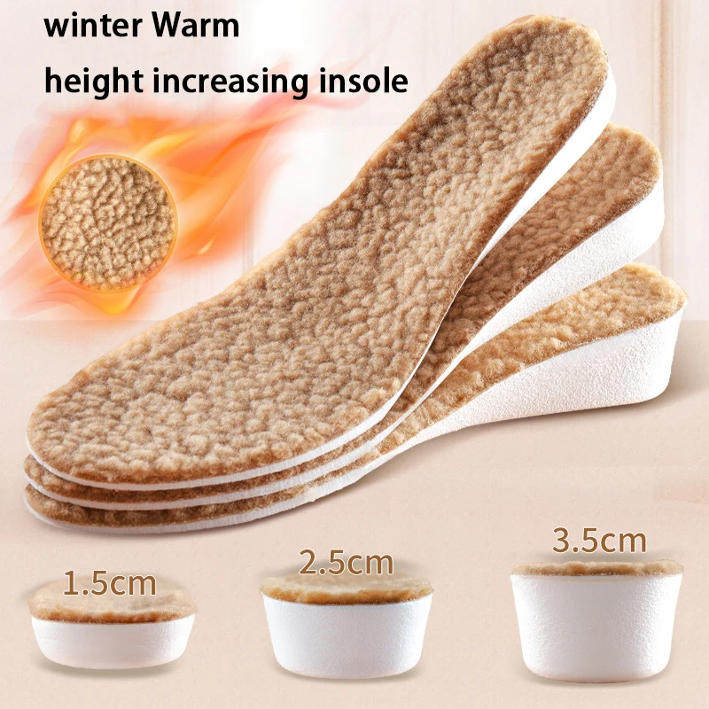 1Pair Lamb's wool Height Increasing Insoles Winter warm insoles Snow boots soft comfortable insulation insole