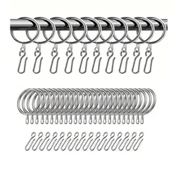 20 Pieces Metal Drapery Curtain Rings Hanging Rings And 20 Pieces Metal Curtain Drapery Pin Hooks For Window Door Shower