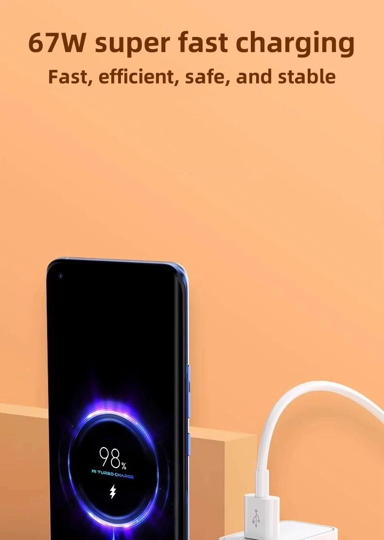 For Xiaomi 67W USB Super Fast Charger Power Adapter Mi 12 11 6A Type C Cable POCO X5 X4 Pro Note 9 10 11 Charging