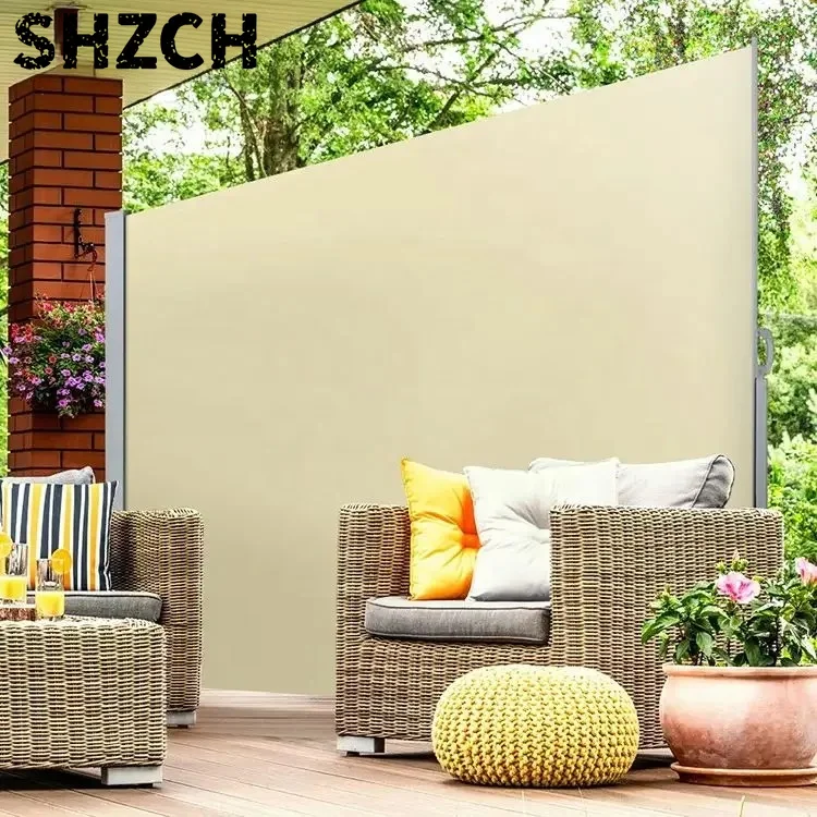 Custom Waterproof Retractable Side Awning Outdoor Patio Sun Shade Wind Resistant Privacy Divider Screen