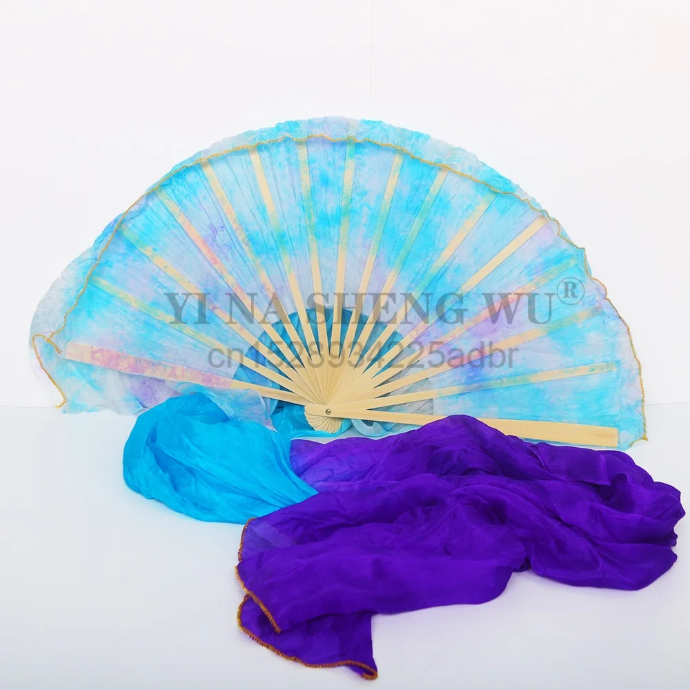 1 زوج التعادل صبغ الحرير الحجاب الرقص الشرقي ممارسة المنافسة الدعائم عرض مسرحي زي ملحق اليد صبغ فلوي اضافية طويلة المشجعين 1 زوج