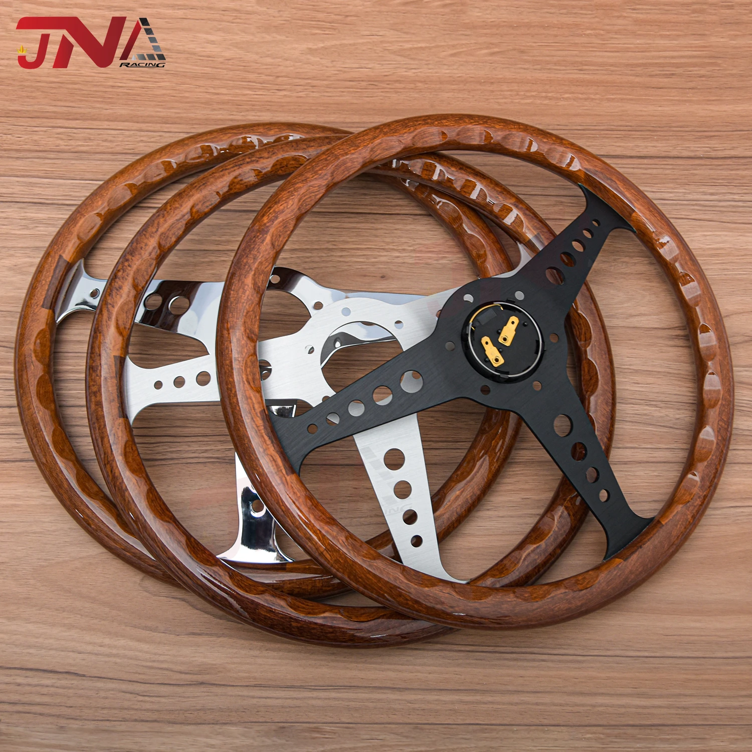 358MM Classic MOMO Heritage California Steering Wheel Vintage JDM Wood Grain Sport Car Steering Wheel