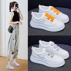 Casual Fashion Sneakers Women's Hook & Loop Mesh/Leather Comfortable Thick Bottom Sport Shoe Breathable Ladies Vulcanize Shoe