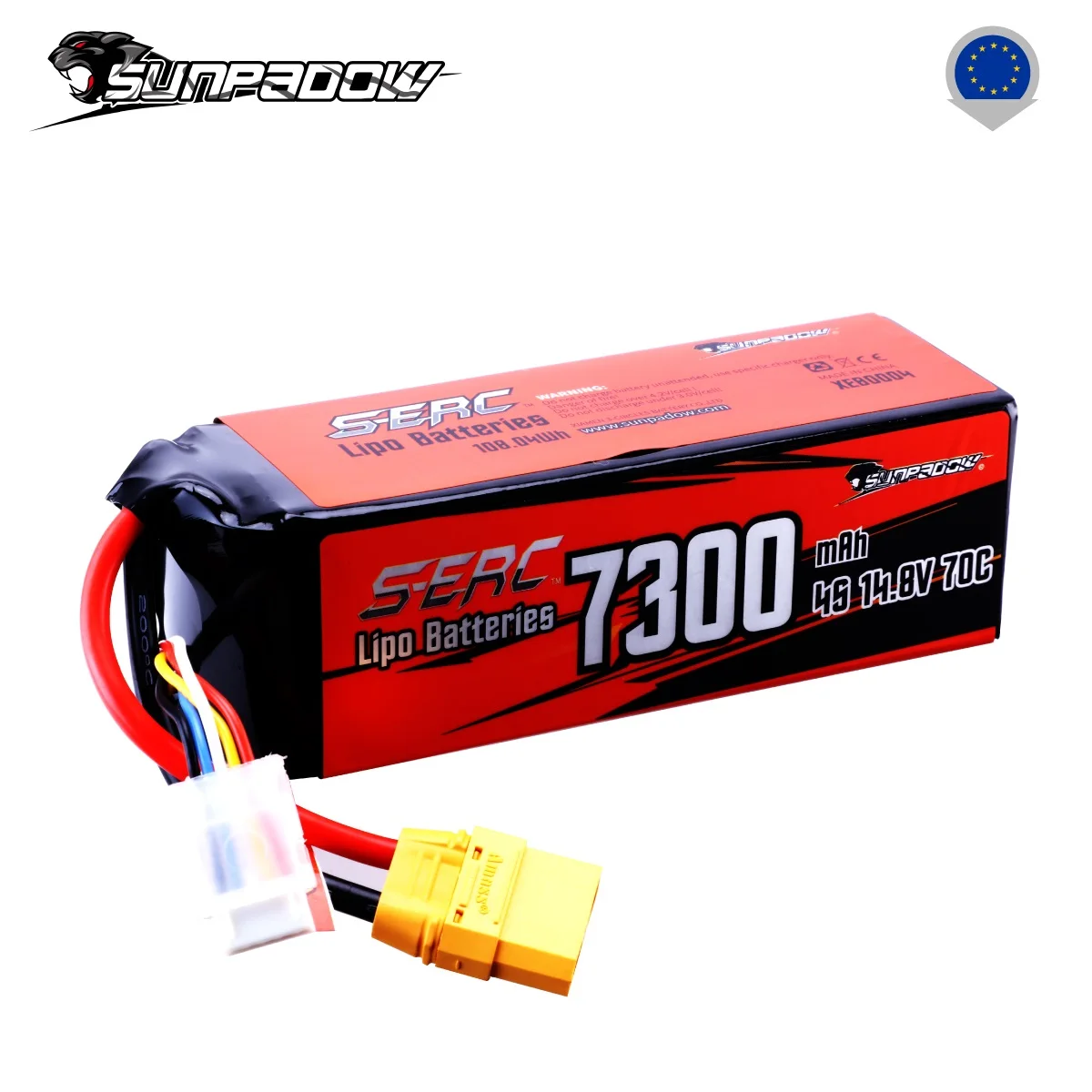 SUNPADOW 7300mAh 4S 14,8V Lipo-Akku 70C Softpack mit XT90-Stecker für RC-Fahrzeuge Buggy Truggy Crawler Monster Truck Auto Hobby