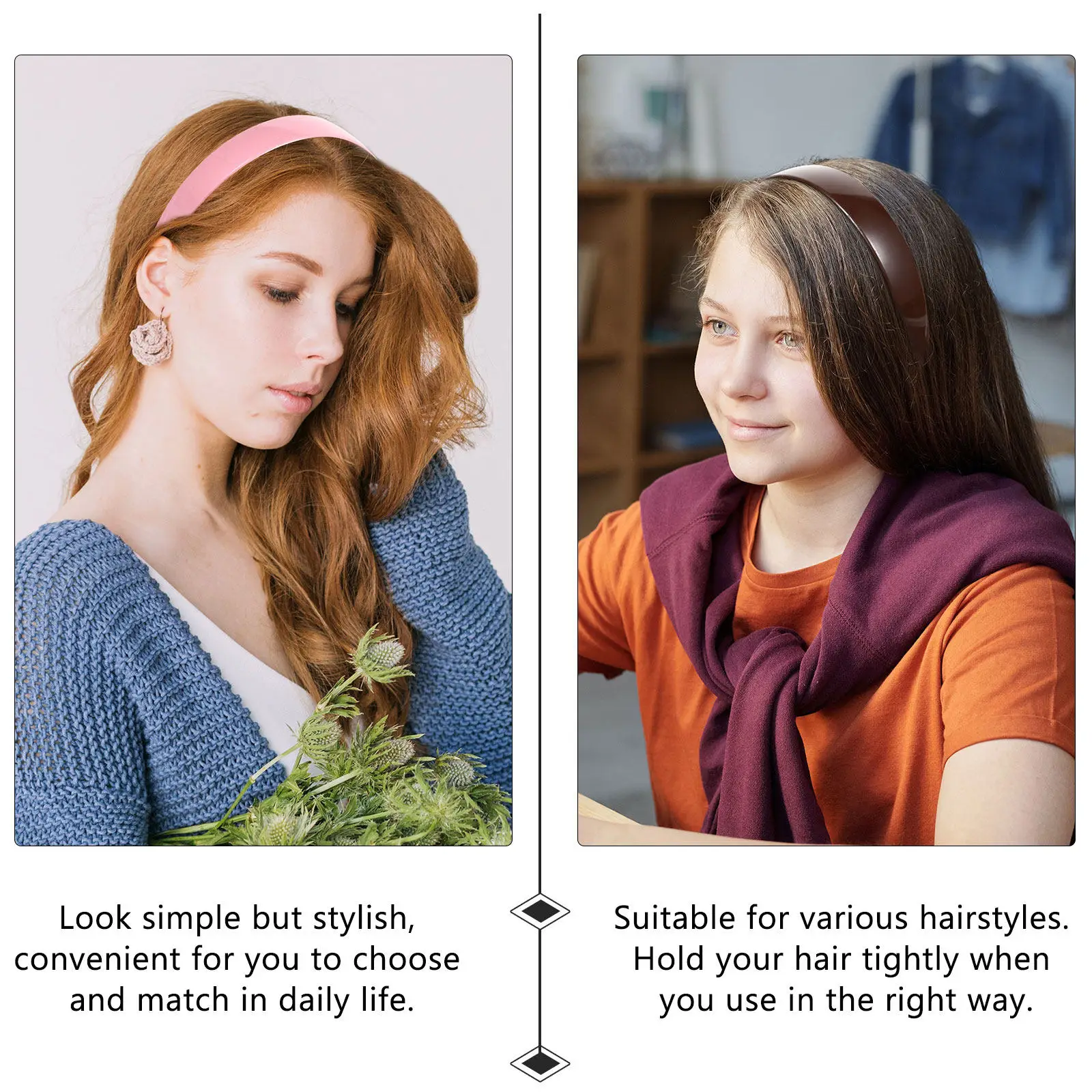 

Набор из 3 простых широких пластиковых ободков для волос с внутренними зубцами, обеспечивающими надежную фиксацию, для женщин и девушек, элегантный образ для повседневного или торжественного образа.