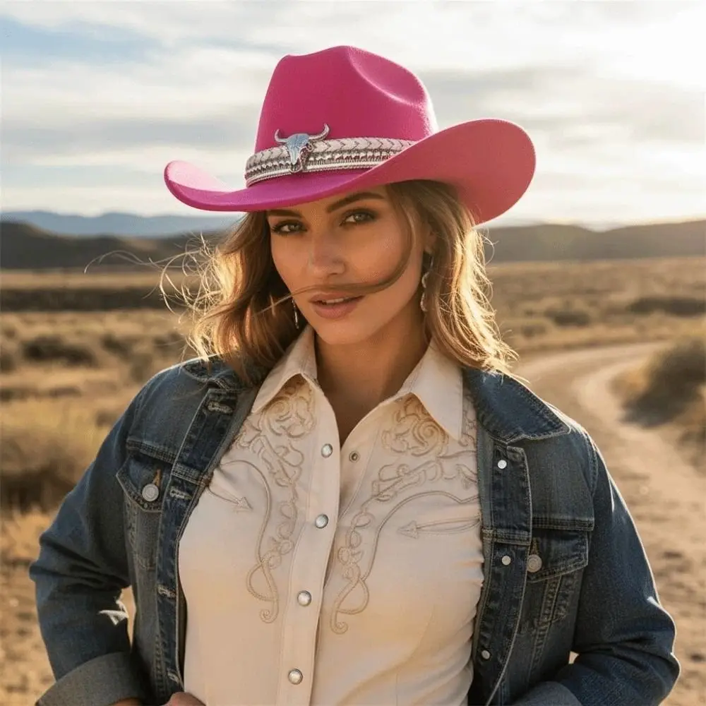 Gorra de vaquero occidental de ala ancha, sombrero de caballero con protección solar transpirable de lana, sombrero tibetano ligero de estilo étnico para concierto