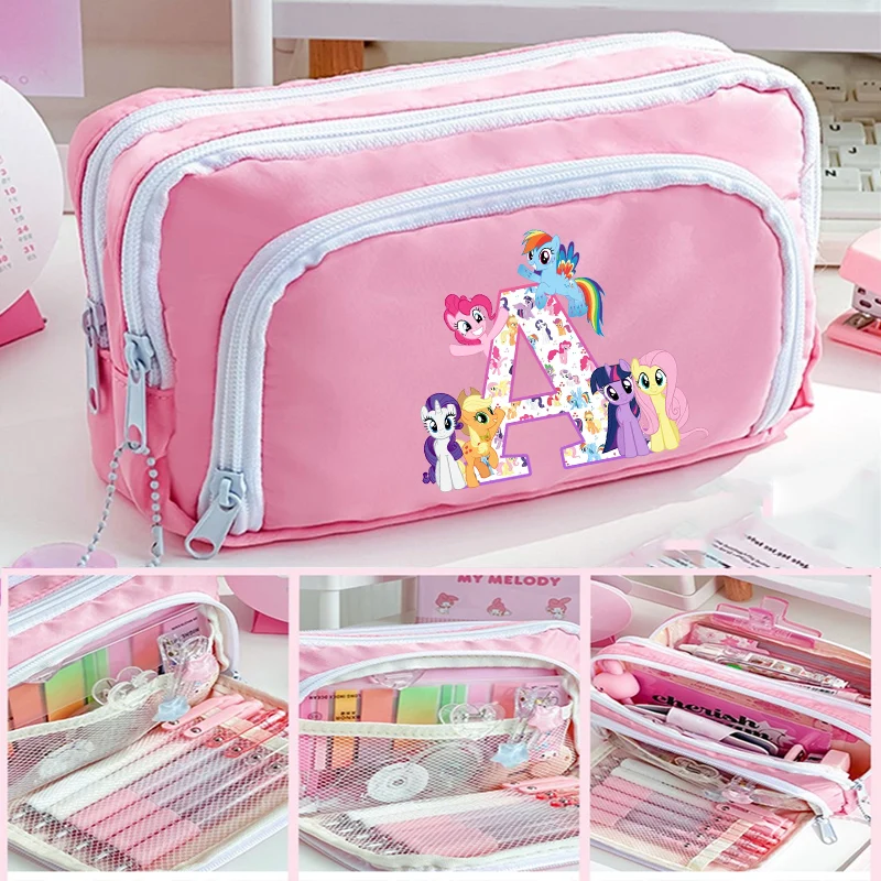 

Пенал My Little Pony для детей, аниме-дизайн, с буквами A-Z, новая школьная сумка для хранения канцелярии, чехол для ручек, подарок для детей, хит продаж
