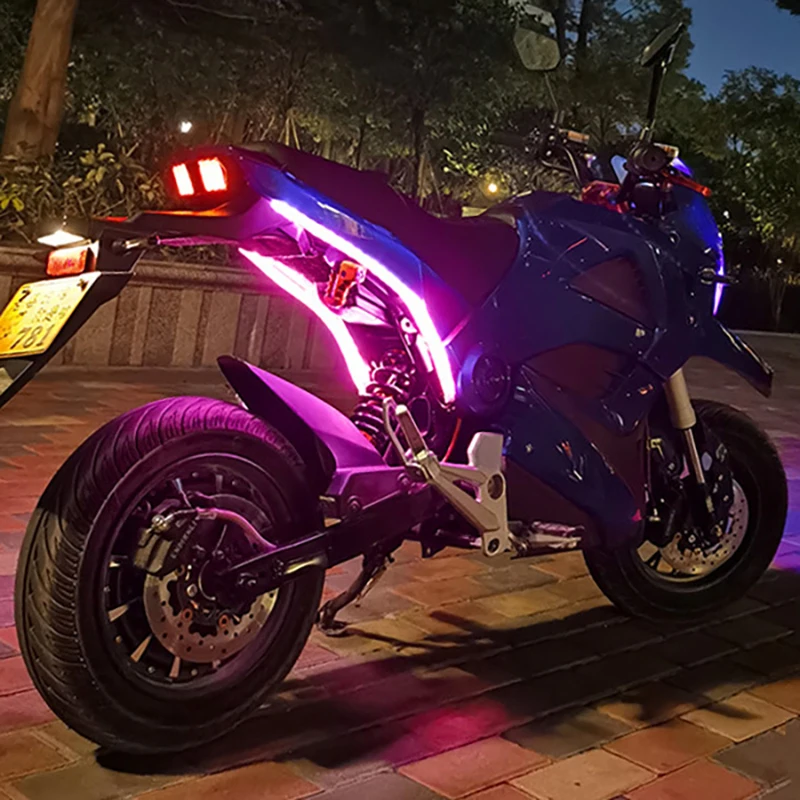 Lámpara de señal de giro para motocicleta, luces LED de circulación diurna, luz trasera DRL, tira de decoración impermeable, luz de flujo de freno de Motor