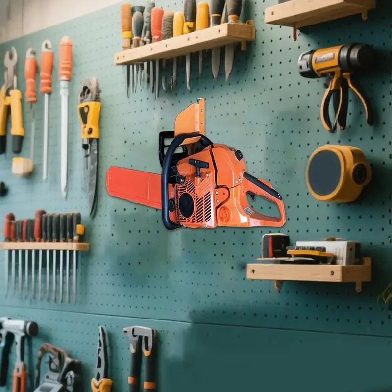 Держатель бензопилы Держатель бензопилы для гаража из нержавеющей стали Промышленное решение для хранения вещей для гаража, сада, двора, трактора
