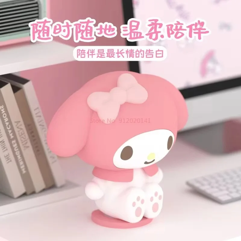 Nova sanrio minha melodia silicone luz da noite anime figuras melodia clap luz quarto sono atmosfera noite lâmpada ornamentos brinquedo presente