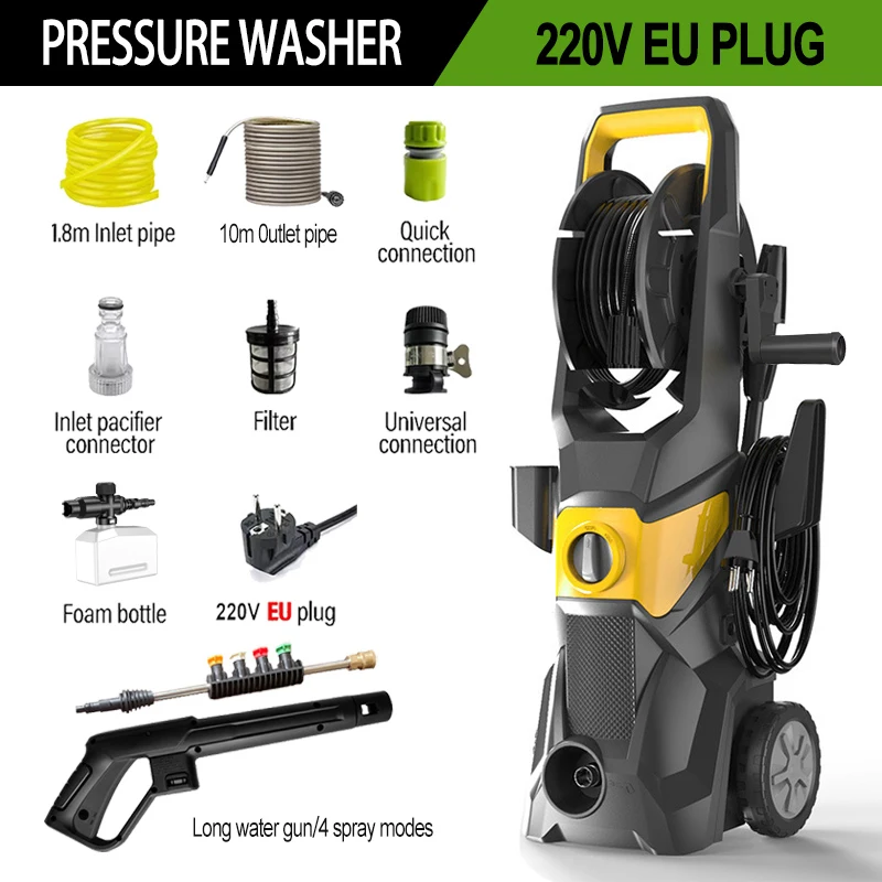 2200W 2.4GPM Elektrische Hogedrukreiniger Voor Auto Thuis Tuinen Schoonmaken Tool Schuim Sproeier High-power auto Reinigingsmachine