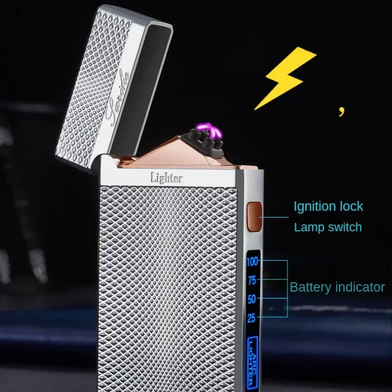 Plasma Arc Lighter USB Rechargeable Cool Electric Lighter Windproof Cigarette Lighters Metal Smoking Accessories Gifts For Men