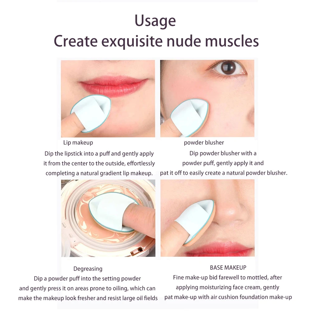 10pcs/Set Mini Finger Makeup Puff Face Cosmetic Eye Beauty Makeup Tool Cosmetic Applicator Makeup Puff Accessorie