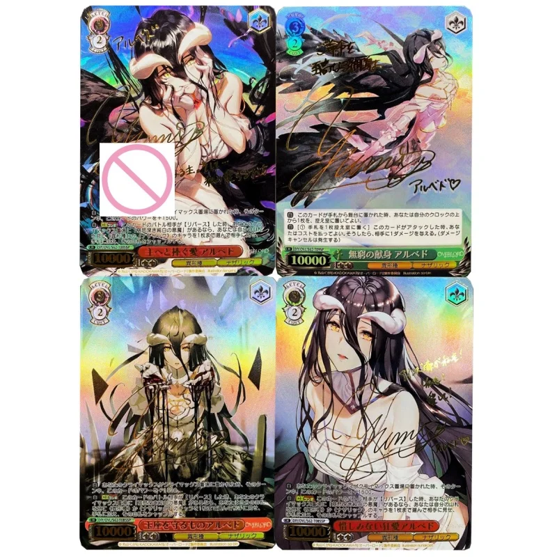 

4models ACG Overlord Hot Stamping Signature Laser Color Flash Card Animation Cartoon Game Collection Card Brick Set Toy Gift