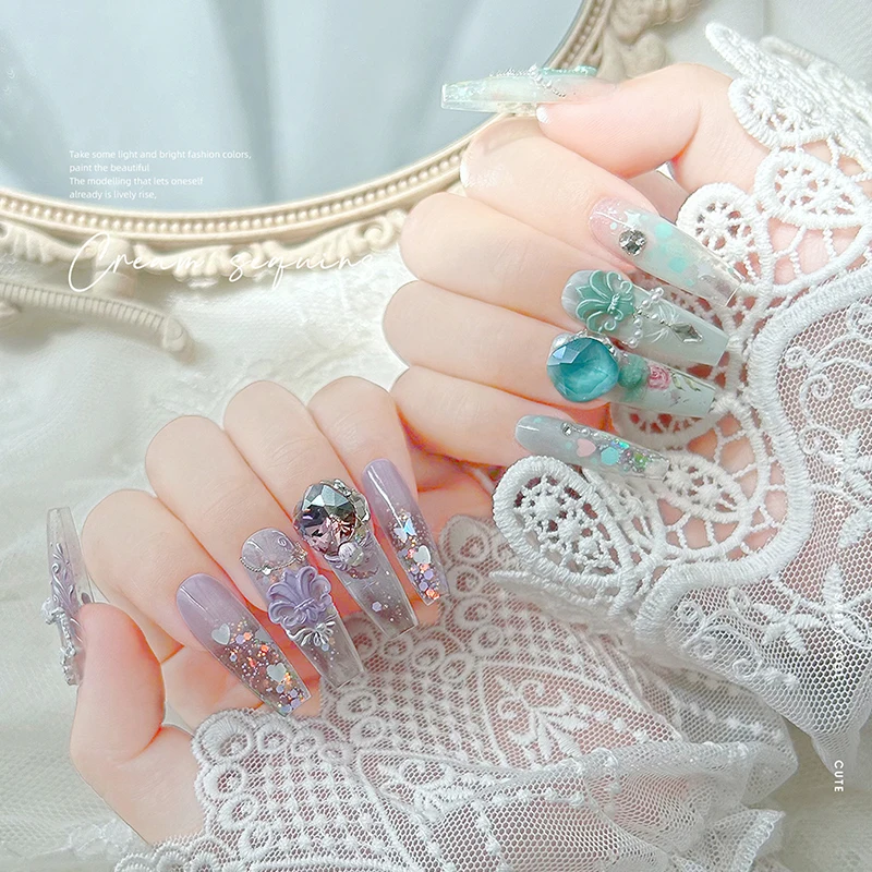 1Box Dopamine Candy Star Nail Sequins Fantasy Macaron Colour Nail Art Decorations DIY Manicure Art Accessories Gift Home Salon