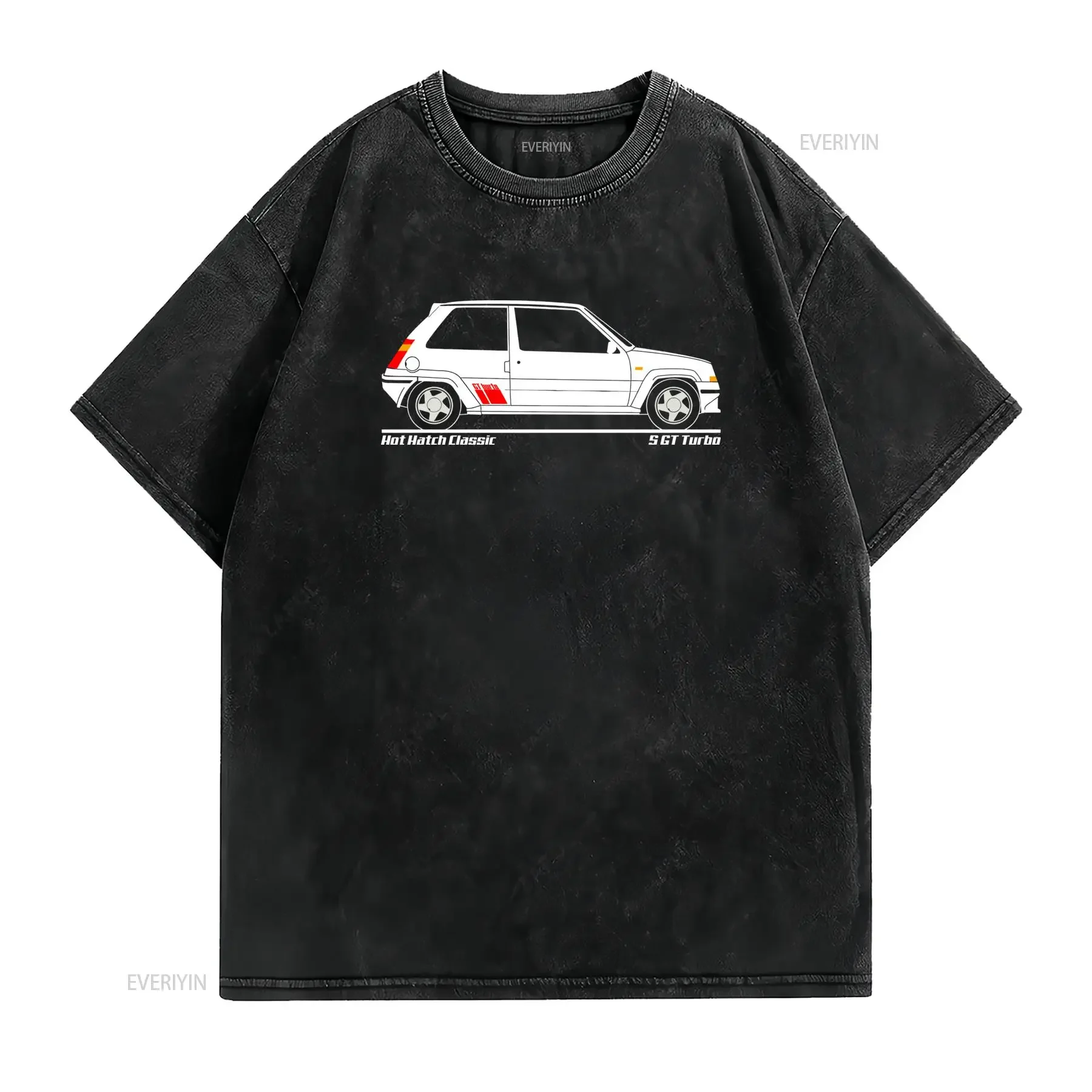 Camiseta Retro GT Turbo para Hombre Society Ii Menace Diseño Vintage de Hot Hatch Corte Relajado Ropa Urbana vintage Washed