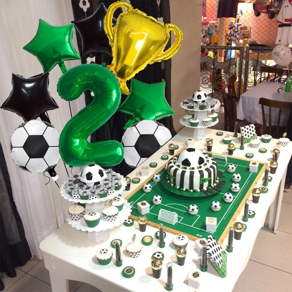 32inch Number Balloons Foil Football Party Green Black Trophy Balloon For Boys Birthday Party Decoration Children\'s Gifts Globos