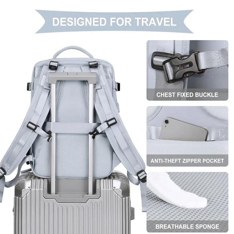 Sac à dos de voyage avec grande capacité, sac à bagages multifonctionnel pour les voyages d'affaires de courte distance, sac d'ordinateur avec USB, nouveau, 2024