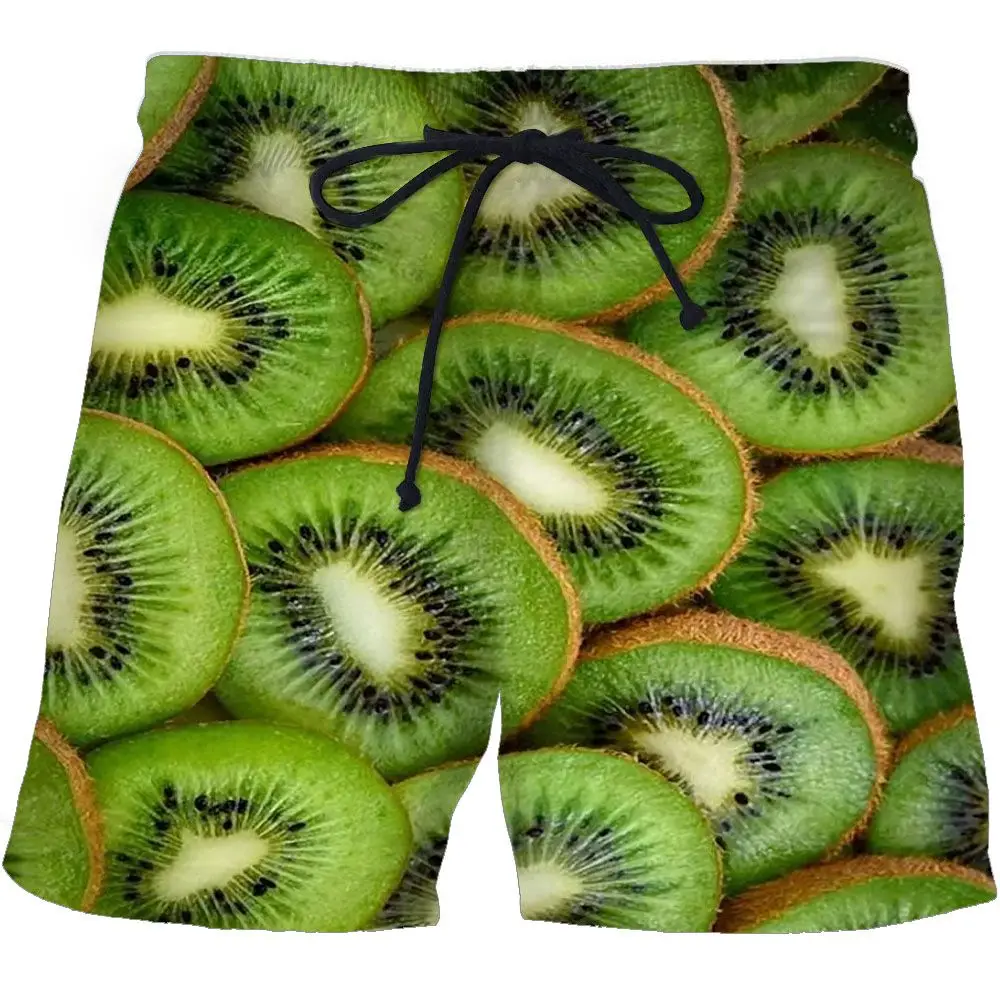 

Летние пляжные шорты с 3D принтом киви и фруктами, мужские пляжные шорты большого размера для серфинга, спортивные штаны, купальники, плавки, детская одежда