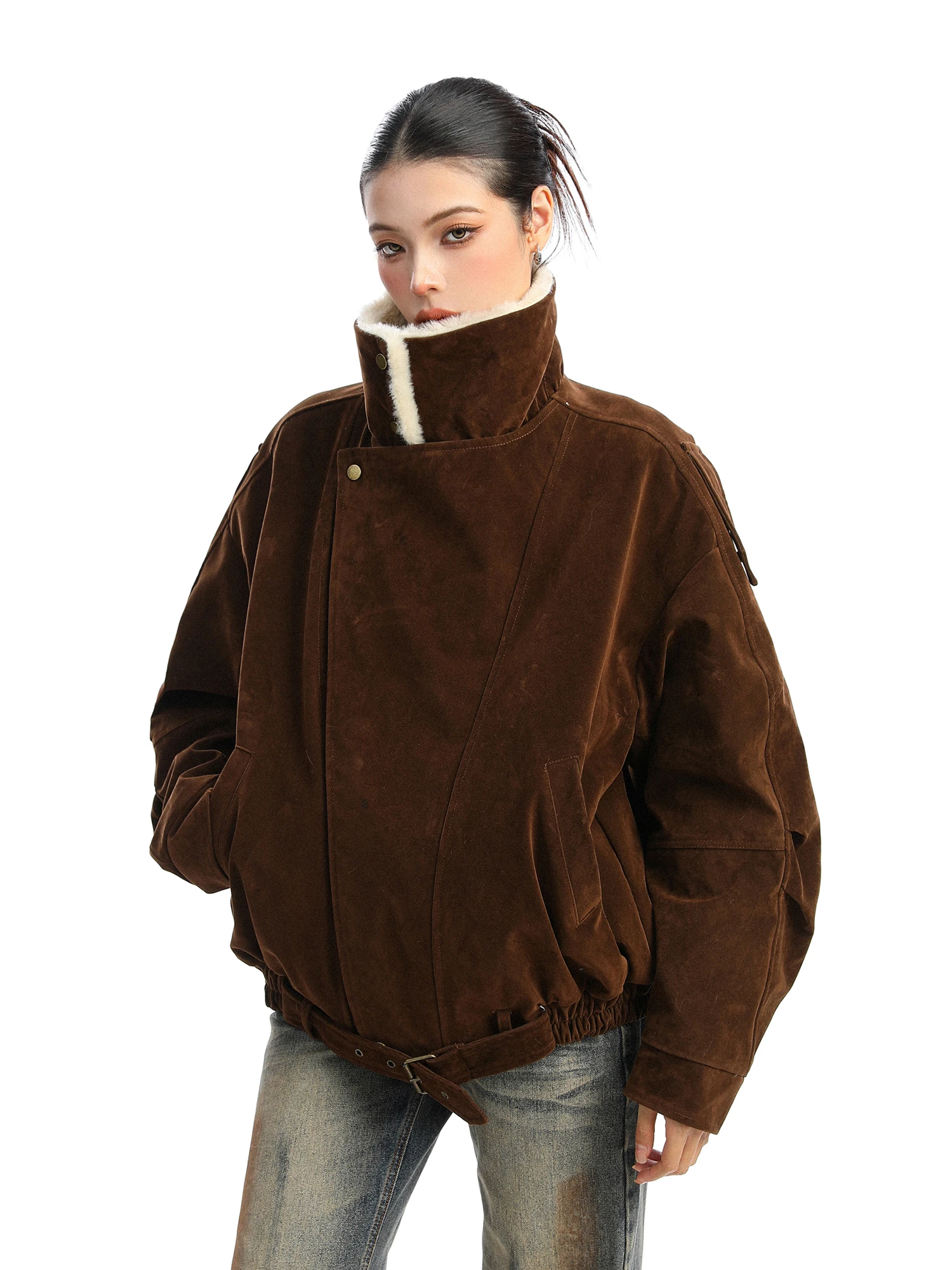 

Утепленная зимняя хлопковая куртка для женщин, уличный стиль, с меховым воротником, теплая, на хлопковой подкладке, с длинными рукавами