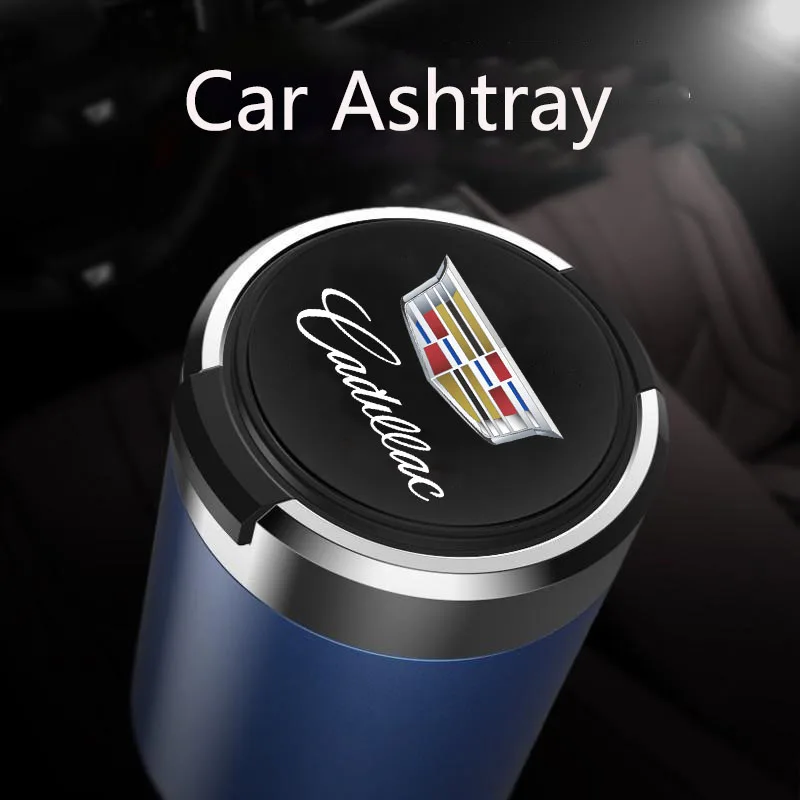 Car ashtray with blue LED light is suitable for Cadillac Escalade XT5 XT6 BLS SRX CTS ATSL CT4 CT5 CT6 STS EXT XTS