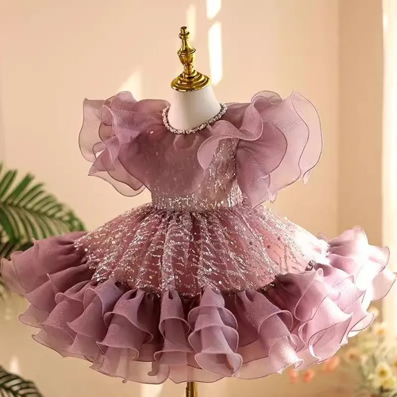 Birthday Party Dresses For Girls A4419 Bridesmaid Dresses High-End Children's Princess Costume Host Piano Performance Wedding