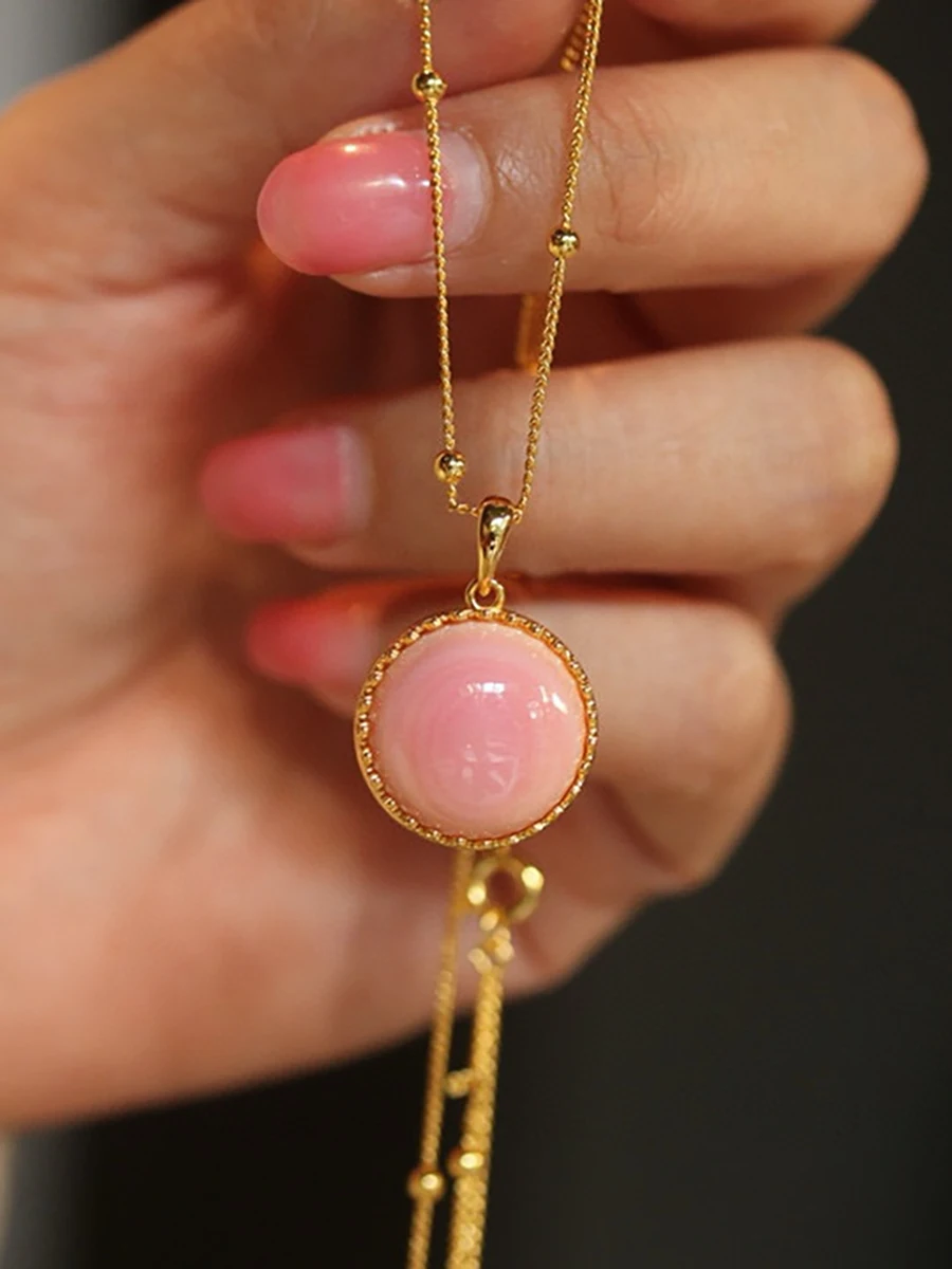 

Natural Queen Conch Shell Earrings, 925 Silver Pink Seashell Jewelry, Elegant Sweet Lady's Accessories with Deep Sea Charm