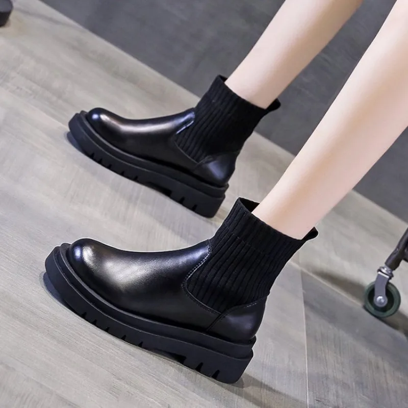 Short Boots Women's 2026 Autumn and Winter New Item European and American Slim Elastic Socks Boots Breathable Short Boots