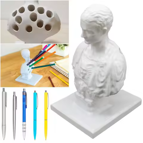 Julius Caesar Statue Pen Holder Organizer Creative Pen and Pencil Holder Decorative Pencil Container Pen Rack for Teachers Gift