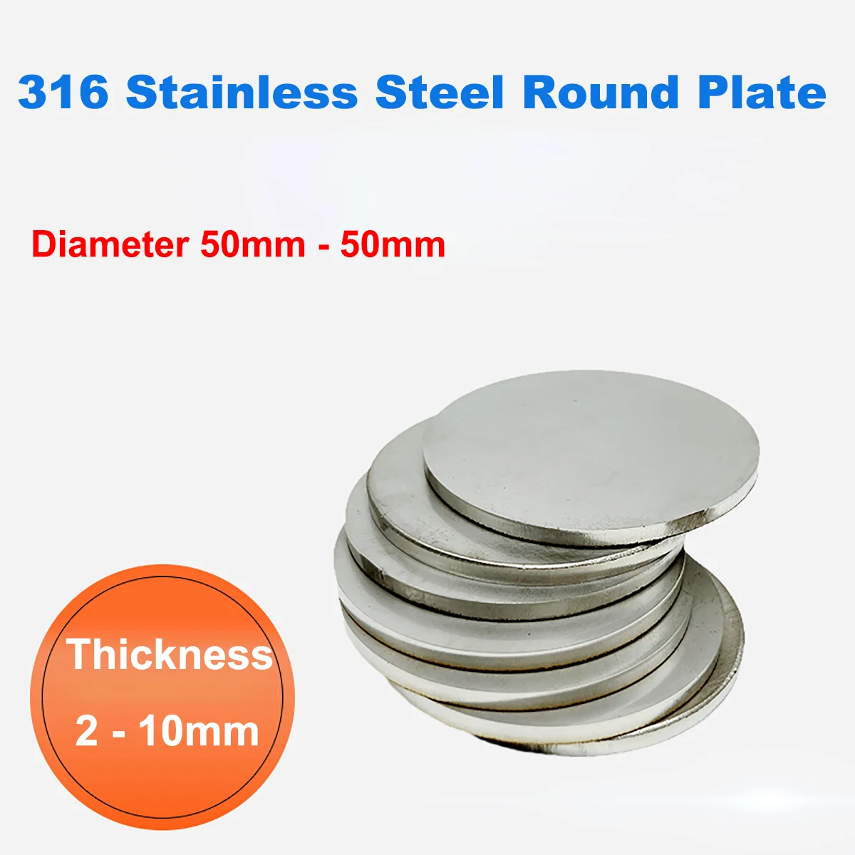 Dia 50mm - 350mm 316 Stainless Steel Round Plate Circular Sheet 316L Disc Round Disk Thickness 2/3/4/5mm