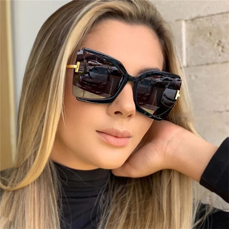 RBRARE Butterfly Frame Sunglasses Woman Luxury Brand Big Frame Gradient Sunglasses Street Shooting Versatile Trendy Shades Women