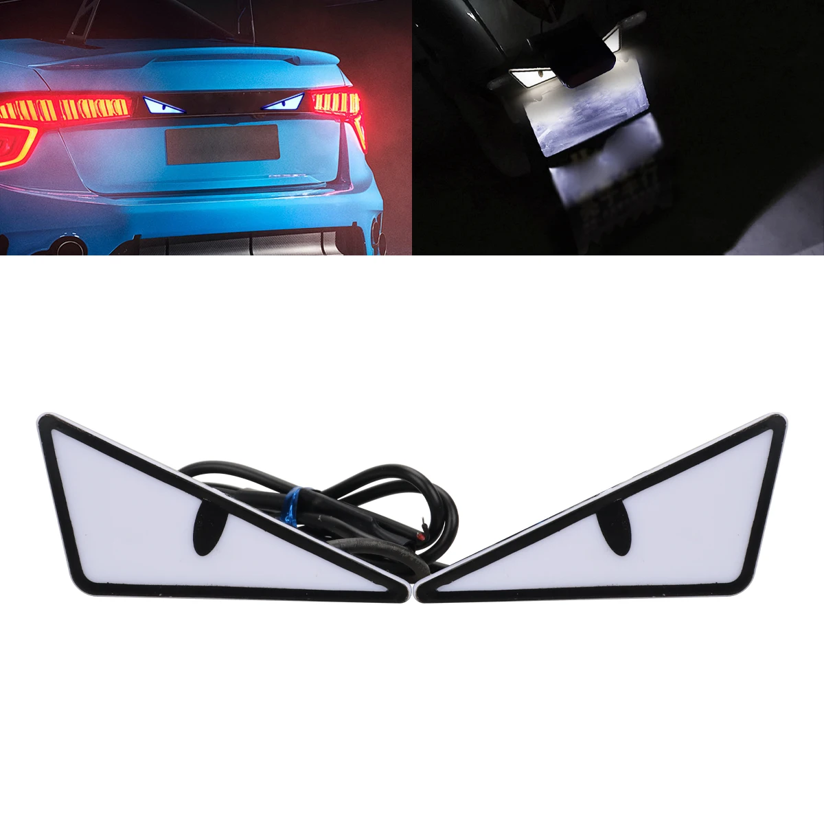 2PCS Devil's Eye Light 12V Car Motorcycle Tail Light Demon Eyes Decoration Lamp Red Green Yellow Blue White License plate Lamp