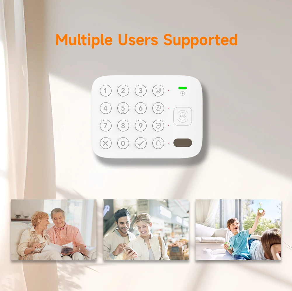 Staniot Wireless Alarm Security Keypad Built-in 1500mAh Battery Anti-dismantling Alarm RFID Tag for Home Security Alarm System