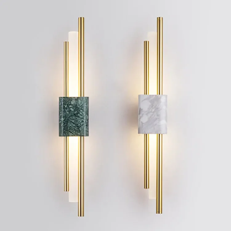 

Green Marble Wall Light Luxury Golden Decor Bedside Lamp Led 8W Living Room TV Background Hotel Lobby Corridor Staircase Sconce