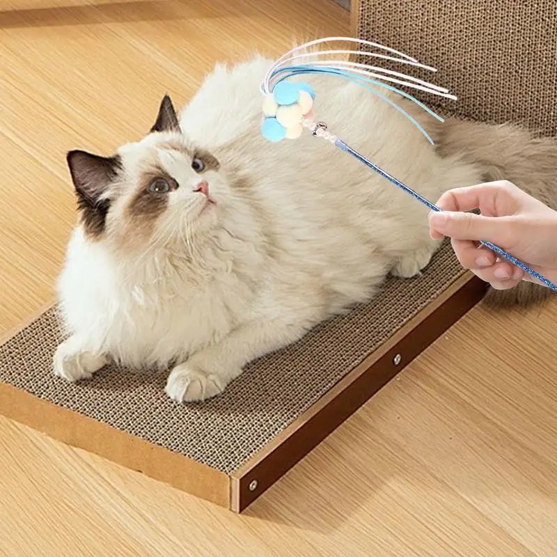 Cat Teasing Toy Teaser Cat Toy With Plush Ball Pet Companion Toy With Colorful Fringe For Home Work Area Outdoors Car