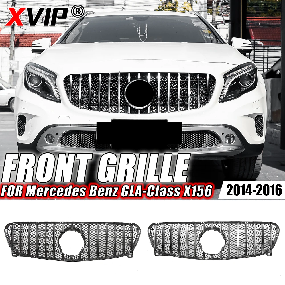 

XVIP Chrome Black Diamonds Style Front Bumper Grille For Mercedes Benz GLA-Class X156 GLA200 GLA250 GLA45 2014-2016 Upper Grille